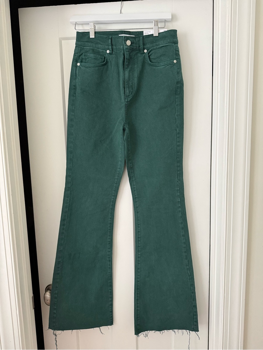 Women's Green High-Rise Flare Jeans